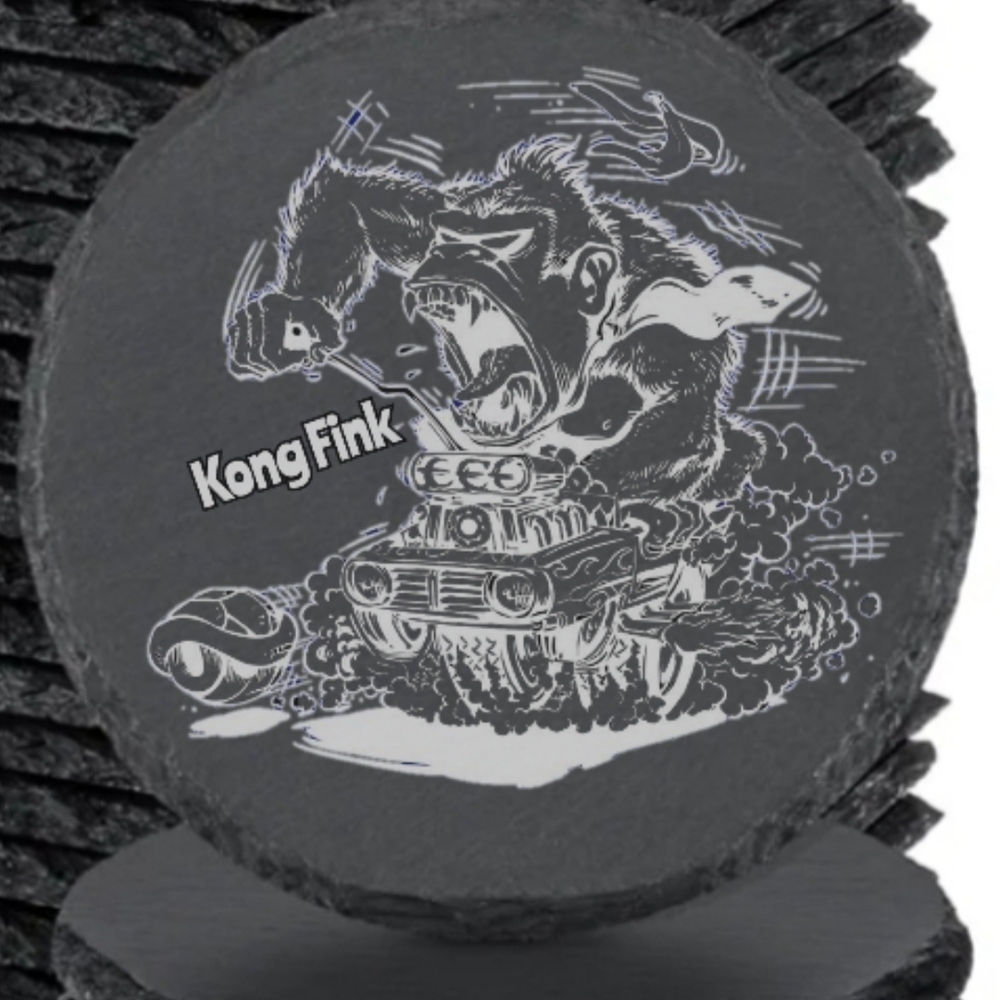 Kong Fink Graphic Slate Coasters Set Of 2